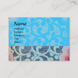 Carte De Visite VAGUES, brillantes, bleu rose vif