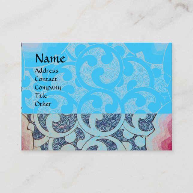 Carte De Visite VAGUES, brillantes, bleu rose vif (Devant)
