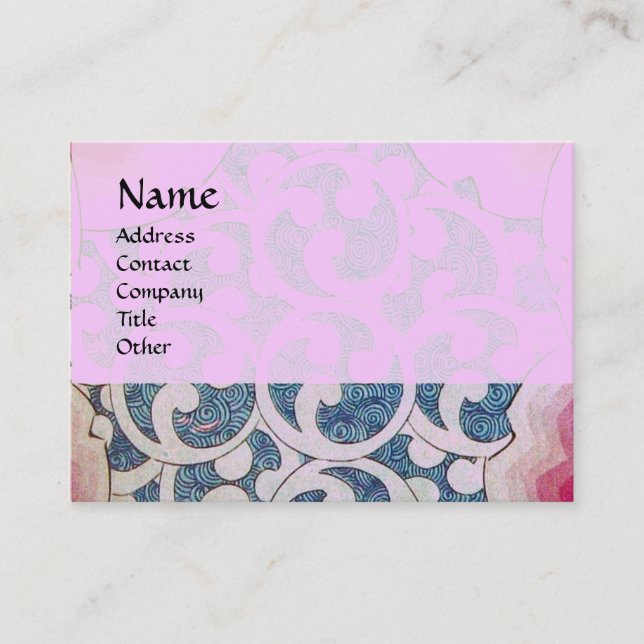 Carte De Visite VAGUES, brillantes, bleu rose vif (Devant)