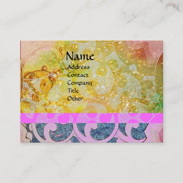 Carte De Visite VAGUES, brillantes, bleu rose vif (Devant)