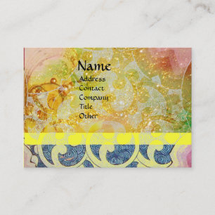 Carte De Visite VAGUES brillantes, vibrantes, jaunes, étincelles b