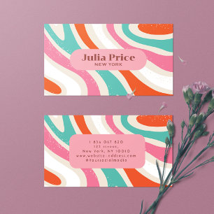 Carte De Visite Vagues colorées super Bandes rétro