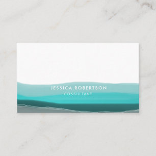 Carte De Visite Vagues d'aquarelle turquoise verte