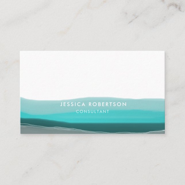 Carte De Visite Vagues d'aquarelle turquoise verte (Devant)