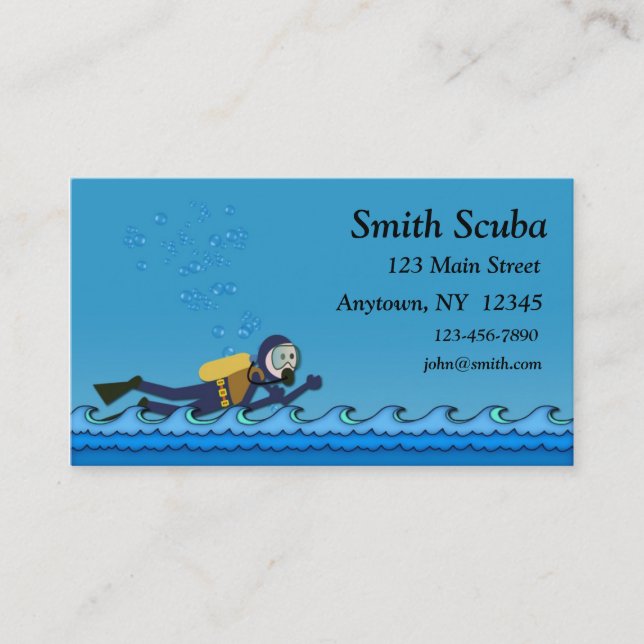 Carte De Visite Vagues de bleu de scaphandre (Devant)
