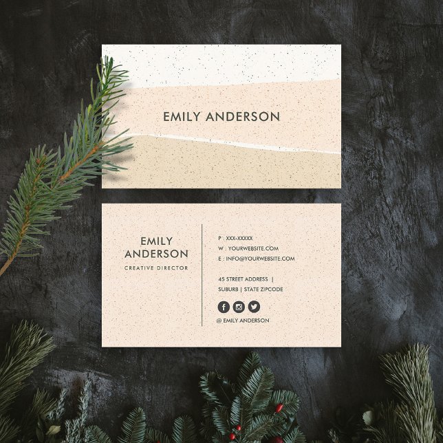 CARTE DE VISITE VAGUES DE TEXTURE CÉRAMIQUE ROSE NOIRE ABSTRAITES  (Créateur téléchargé)