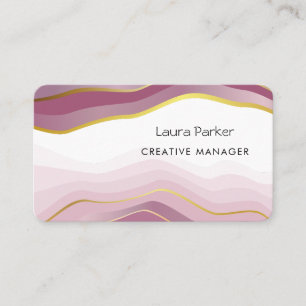 Carte De Visite Vagues d'océan roses minimal Courbes dorées Modern