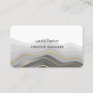 Carte De Visite Vagues d'or noir Courbes minimales Modernes 