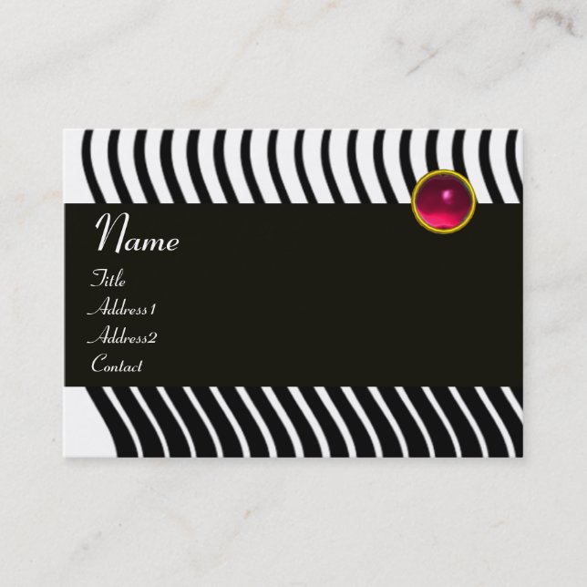 Carte De Visite VAGUES ÉLÉGANTES MONOGRAM RUBY, noir et blanc rose (Devant)
