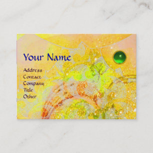 Carte De Visite VAGUES EMERALD Monogramme, jaune vif orange