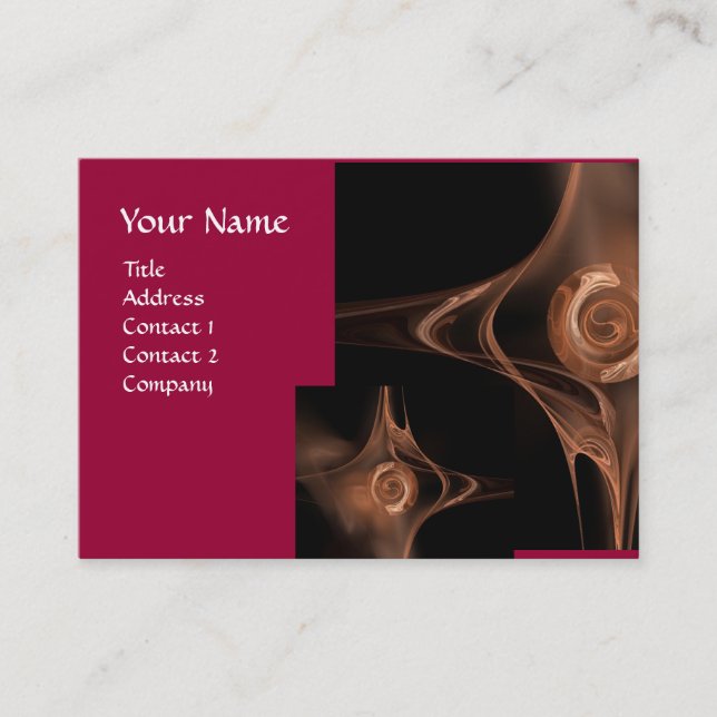 Carte De Visite VAGUES FRACTALES, rouge, marron (Devant)