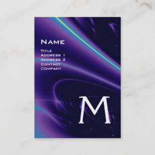 Carte De Visite VAGUES LUMINEUSES 2 MONOGRAMMES violet violet blan