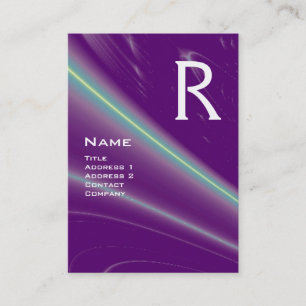 Carte De Visite VAGUES LUMINEUSES 2 MONOGRAMMES violet violet blan