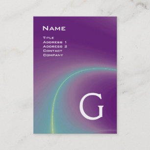 Carte De Visite VAGUES LUMINEUSES 2 MONOGRAMMES violet violet blan