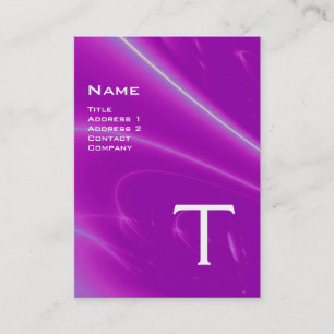 Carte De Visite VAGUES LUMINEUSES 2 MONOGRAMMES violet violet blan