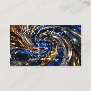 Carte De Visite Vagues métalliques bleues de luxe