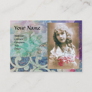 Carte De Visite VAGUES MODÈLE PHOTO, lumineux, bleu rose vif