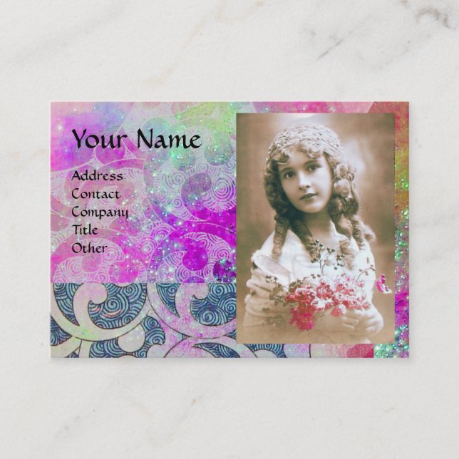 Carte De Visite VAGUES MODÈLE PHOTO, violet bleu violet vif (Devant)