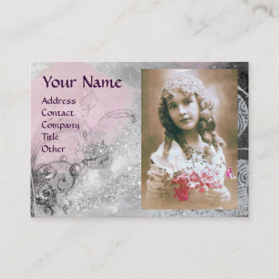 Carte De Visite VAGUES MONOGRAM MODÈLE PHOTO rose noir blanc