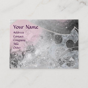 Carte De Visite VAGUES MONOGRAM rose noir et blanc gris