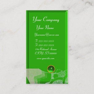 Carte De Visite VAGUES MONOGRAMME ÉMERAUDE, jaune blanc vert noir