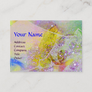 Carte De Visite VAGUES MONOGRAMME, jaune vif vert bleu violet
