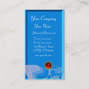 Carte De Visite VAGUES MONOGRAMME RUBY, bleu blanc rouge noir