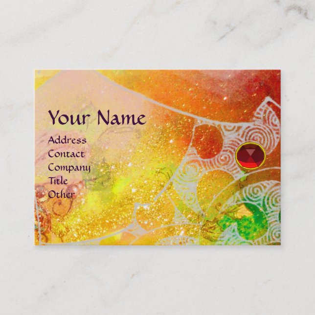 Carte De Visite VAGUES MONOGRAMME RUBY, bleu brun clair (Devant)