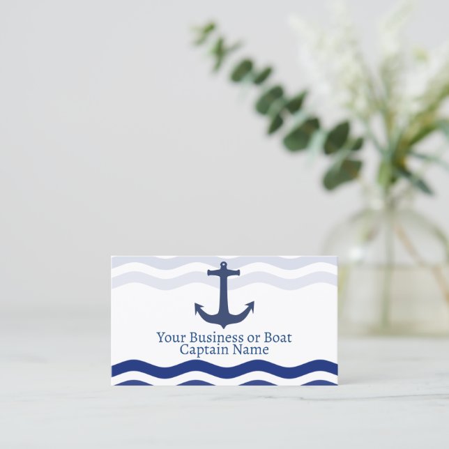 Carte De Visite Vagues nautiques et Ancre nautique (Debout devant)