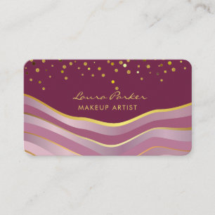 Carte De Visite Vagues Or Rose Minimal Stripes Artiste de Maquilla
