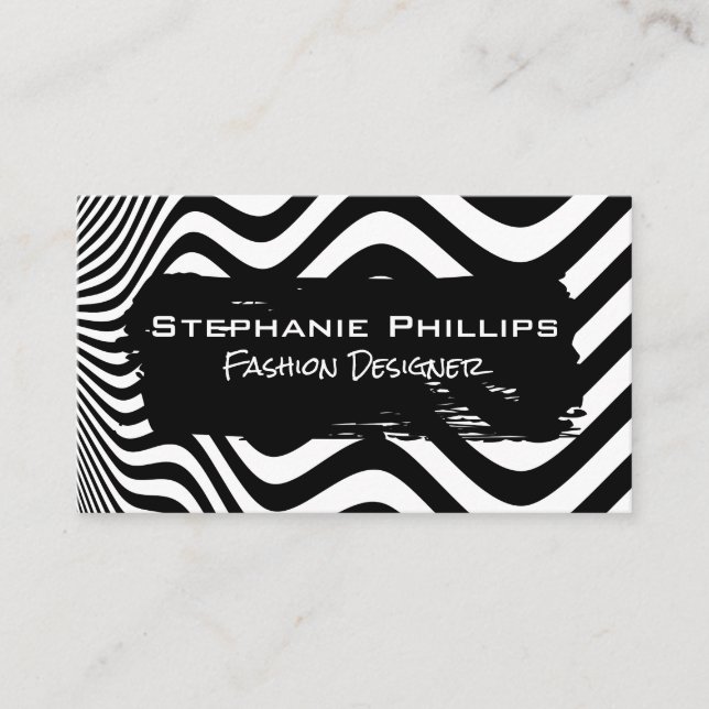 Carte De Visite Vagues pointues | Noir et blanc (Devant)