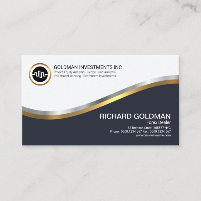 Carte De Visite Vagues professionnelles simples d'investissement (Devant)