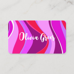Carte De Visite Vagues Retro tendance 70's 80s Pink Magenta Purple