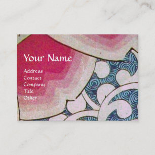 Carte De Visite VAGUES, rouge vif, blanc rose