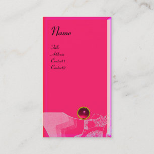 Carte De Visite VAGUES RUBY MONOGRAM, rose rouge noir