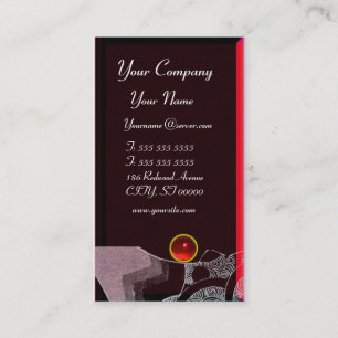 Carte De Visite VAGUES RUBY MONOGRAM, rose rouge noir