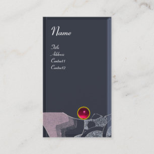 Carte De Visite VAGUES RUBY MONOGRAM, rose rouge noir gris