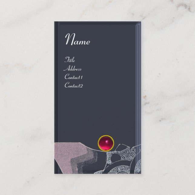 Carte De Visite VAGUES RUBY MONOGRAM, rose rouge noir gris (Devant)