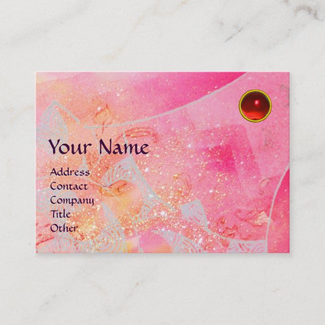 Carte De Visite VAGUES RUBY MONOGRAM, rose vif rouge violet bleu (Devant)