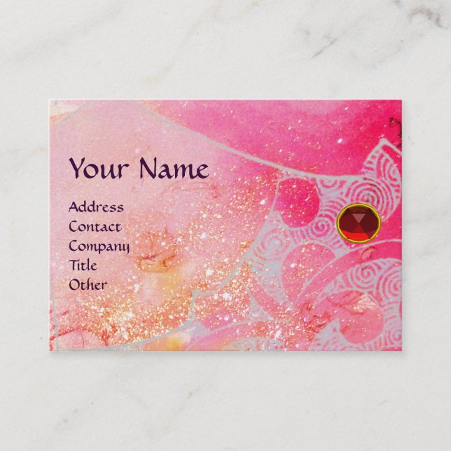 Carte De Visite VAGUES RUBY MONOGRAM, rose vif rouge violet bleu (Devant)