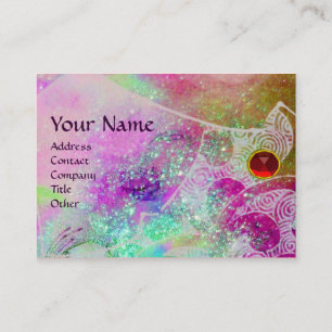 Carte De Visite VAGUES RUBY MONOGRAM, violet clair vert bleu rose