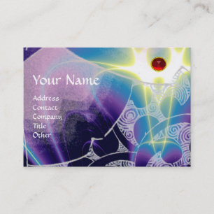 Carte De Visite VAGUES Ruby, tourbillons bleu vif blanc violet