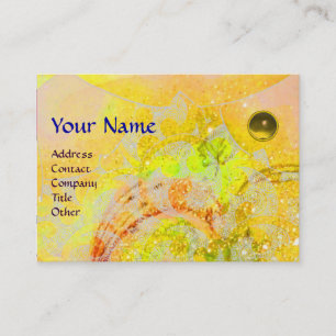 Carte De Visite VAGUES TOPAZ Monogramme, jaune vif orange
