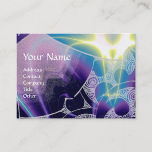 Carte De Visite VAGUES, tourbillons violets bleus vifs