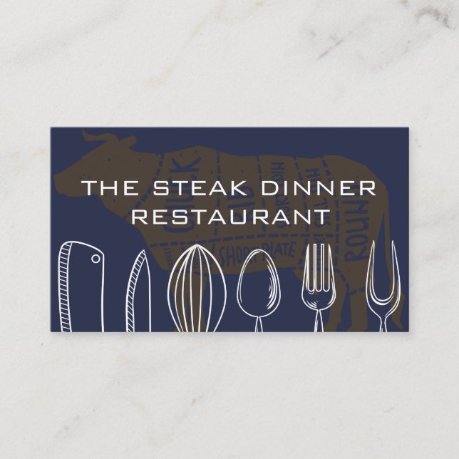 Carte De Visite Vaisselle | Diagramme de boeuf (Devant)