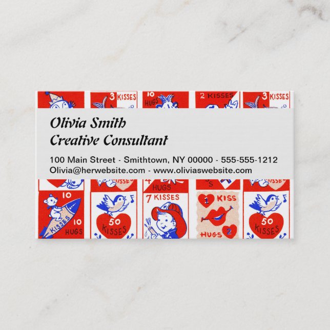 Carte De Visite Valentine Retro Love Hugs Motif (Devant)