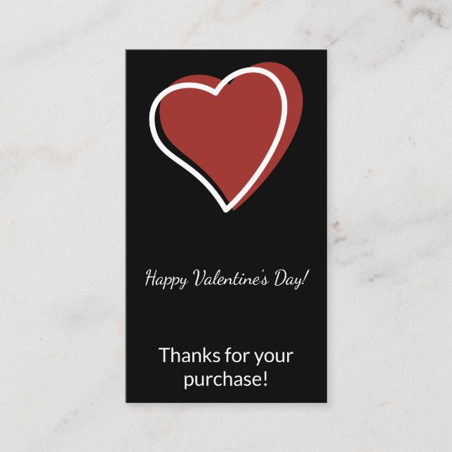 Carte De Visite Valentine's Day Thanks for Your Purchase (Devant)