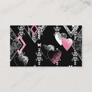 Carte De Visite Valentines sans couture jour amour noir blanc moti