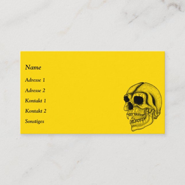 Carte De Visite Vampire Crâne noir et jaune (Devant)