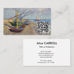 Carte De Visite Van Gogh - Bateaux de pêche sur la plage - Code QR